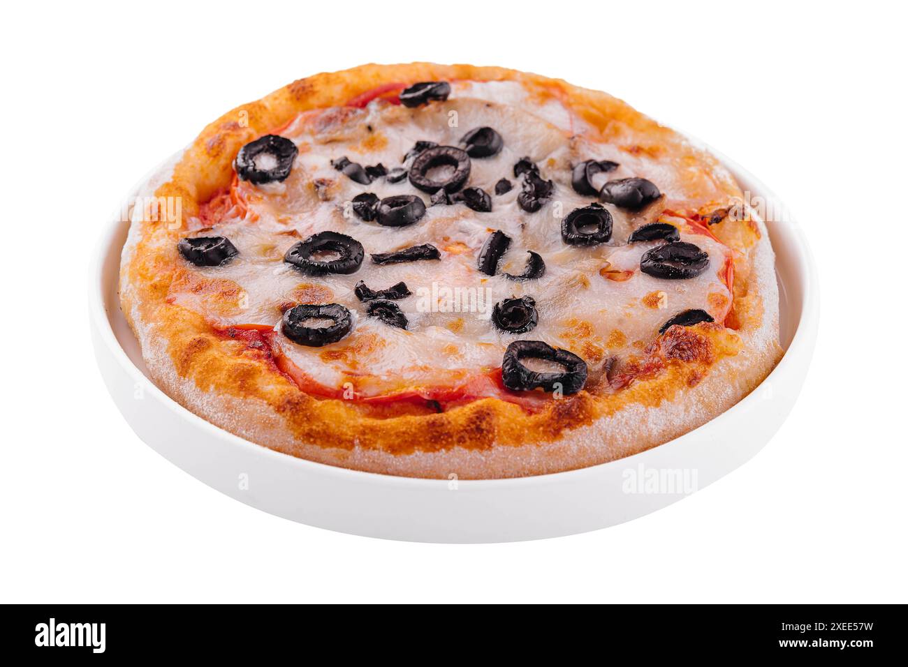 mini pizza avec olives et fromage sur assiette Banque D'Images