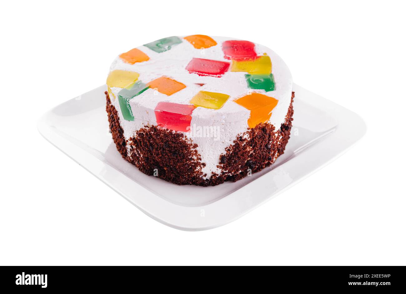 mascarpone cheesecake avec gelée sur assiette Banque D'Images