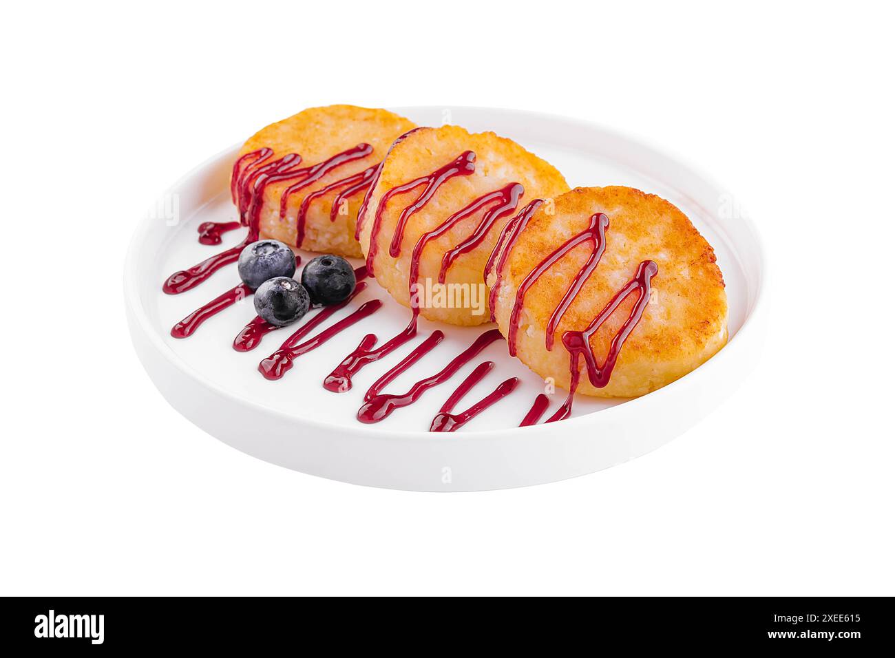 gâteaux au fromage cottage avec confiture de baies Banque D'Images