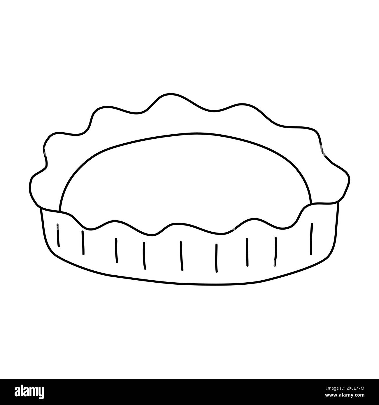Forme de cuisson ronde pour gâteau ou tarte, illustration vectorielle plate de style doodle pour livre de coloriage pour enfants Illustration de Vecteur