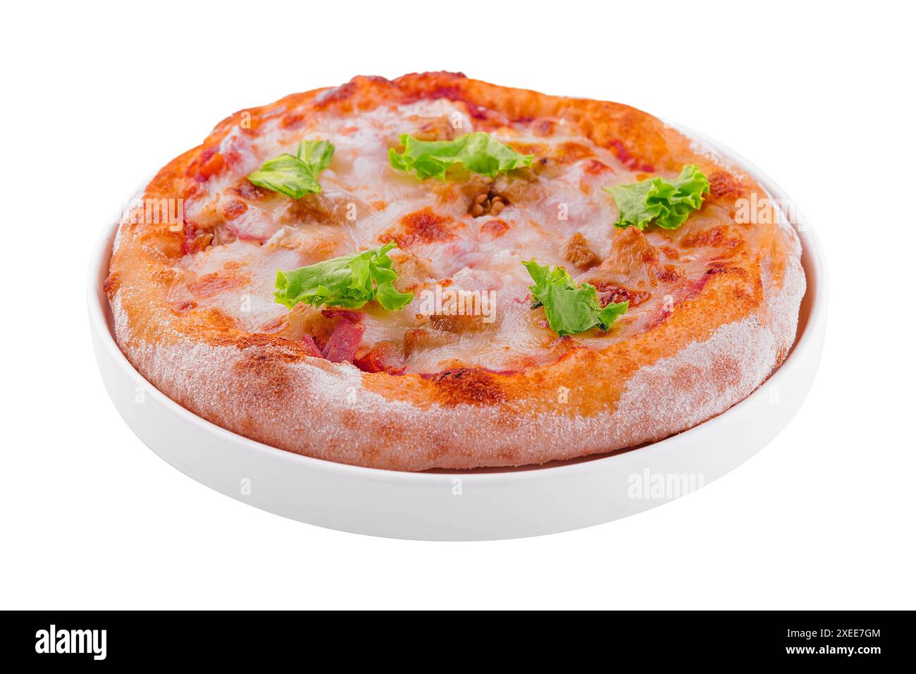 Mini pizzas au jambon et au fromage mozzarella Banque D'Images