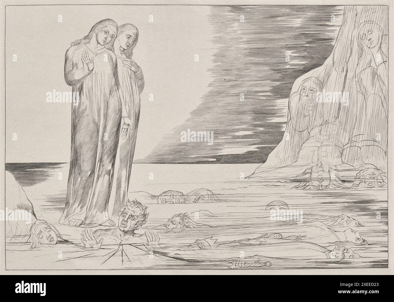 Le cercle des traîtres Dante's Foot Strriking Bocca degli Abbate, de l'Inferno de Dante, illustration Canto XXXII à la Divine Comédie de Dante, 182 Banque D'Images