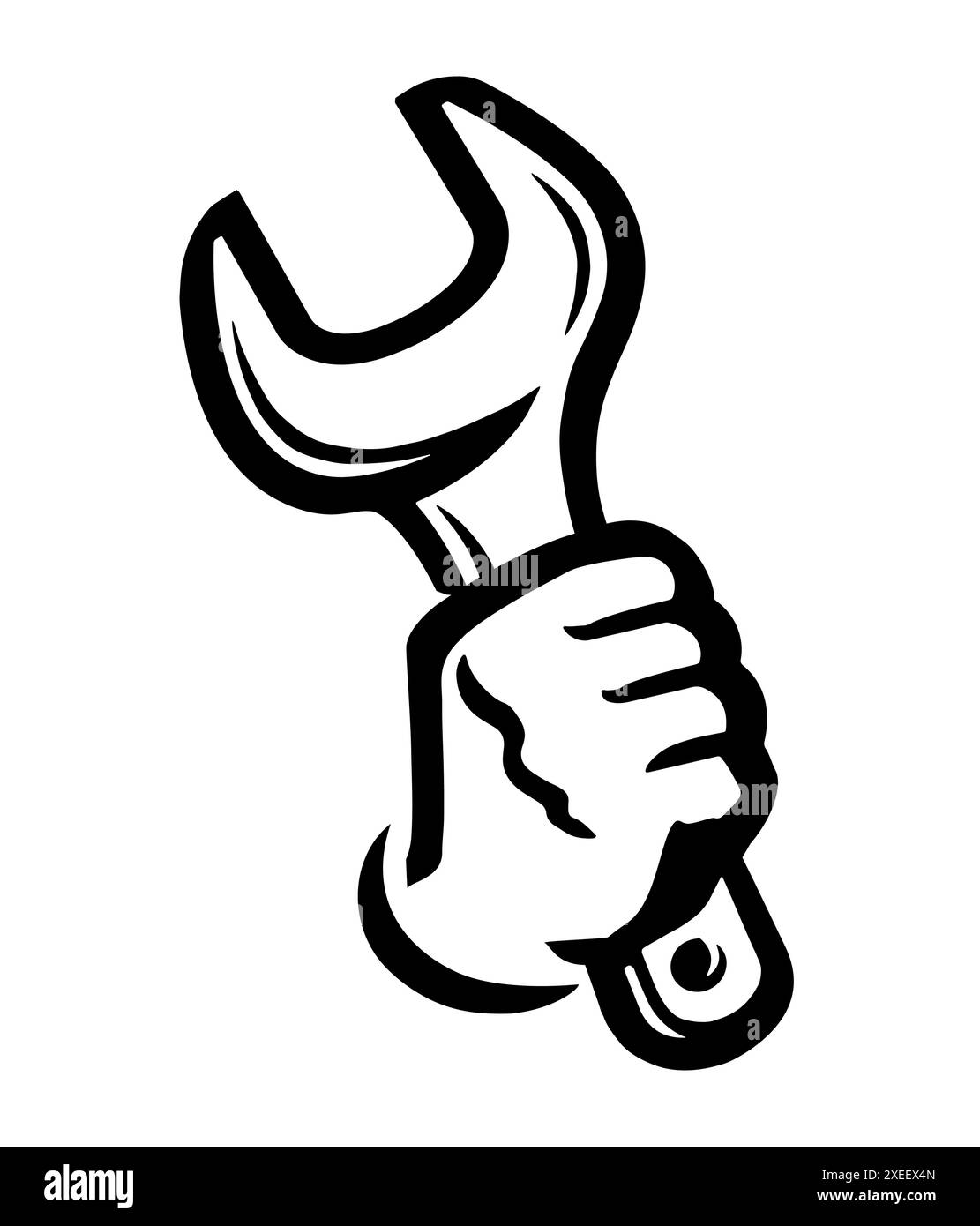 Icône clé en main. Outil de travail et symbole de poing. Illustration vectorielle Illustration de Vecteur