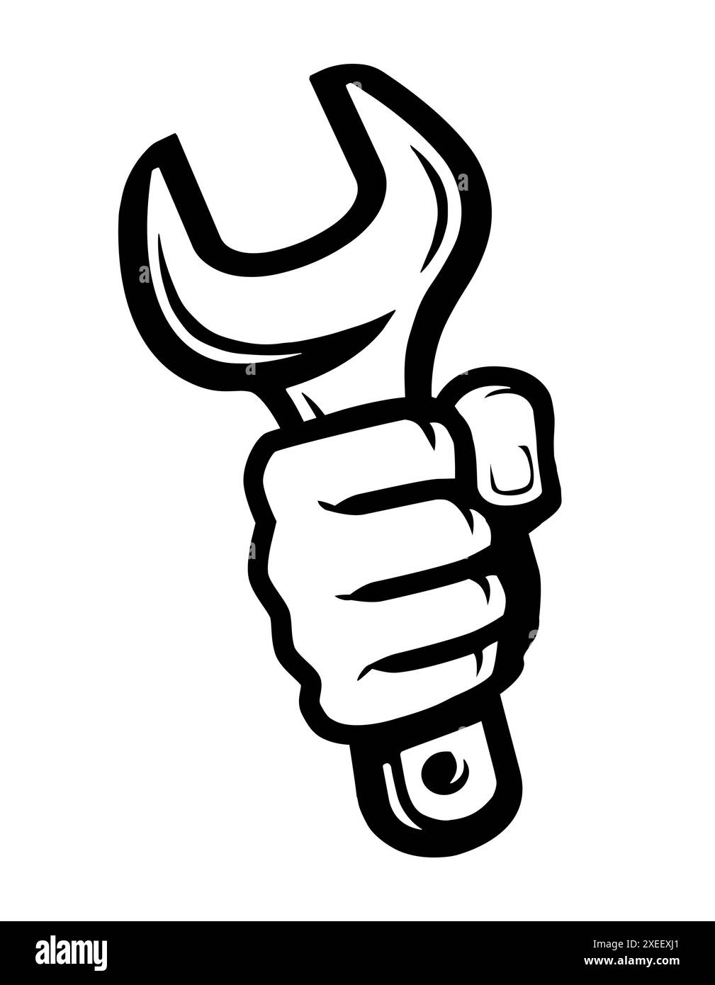 Icône clé en main. Clé, outil pour le vecteur de symbole de réparation. Logo de travail mécanique lourd Illustration de Vecteur