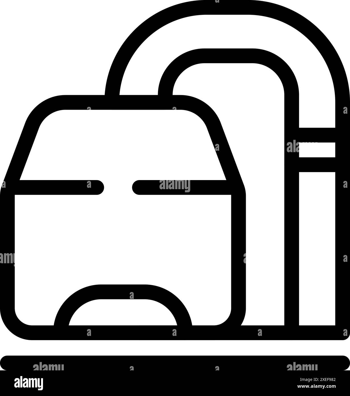 Icône de contour noir d'un train entrant dans un tunnel, représentant les transports publics Illustration de Vecteur