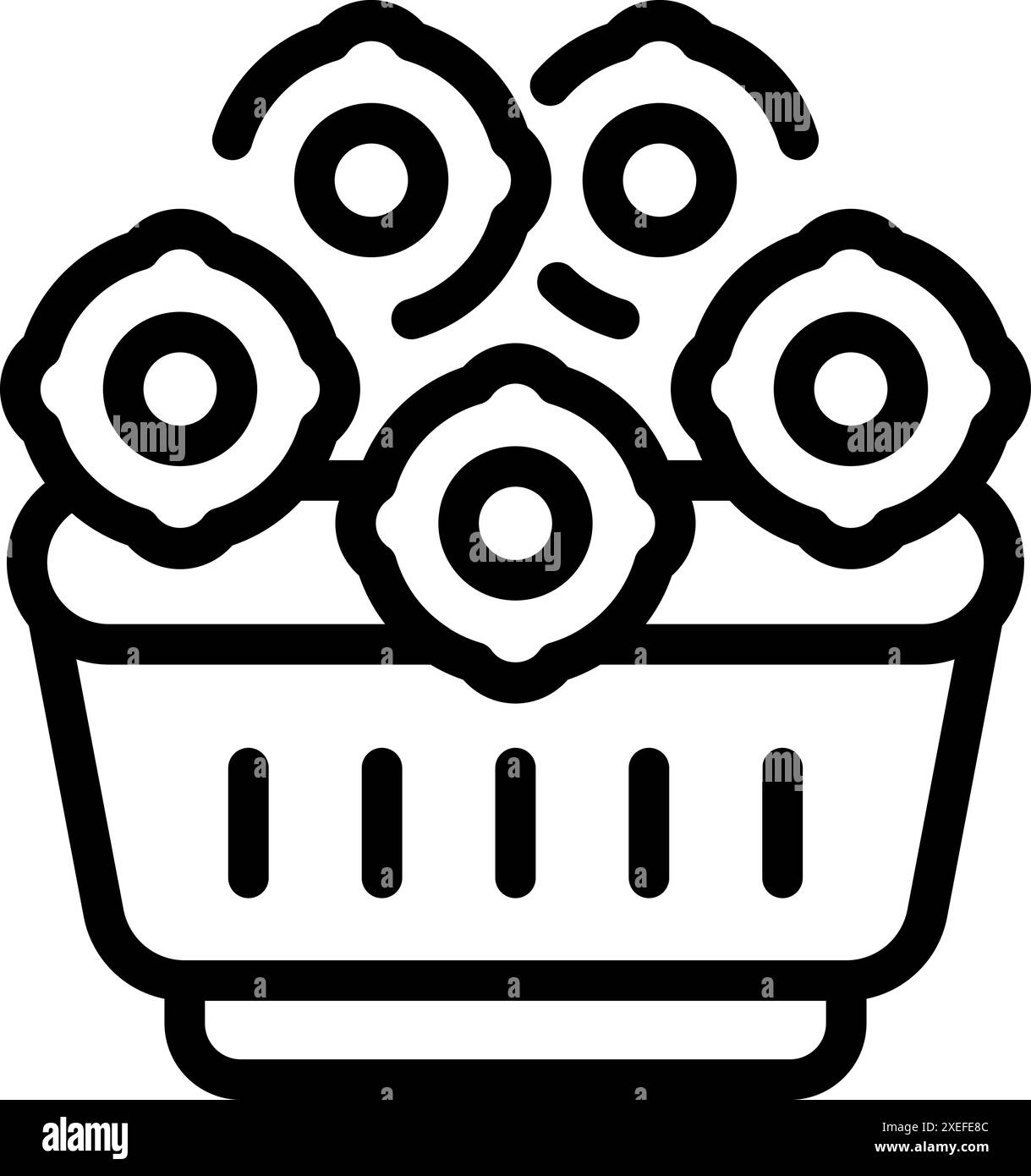 Panier à linge plein de vêtements trempant avant le lavage, ligne icône design Illustration de Vecteur