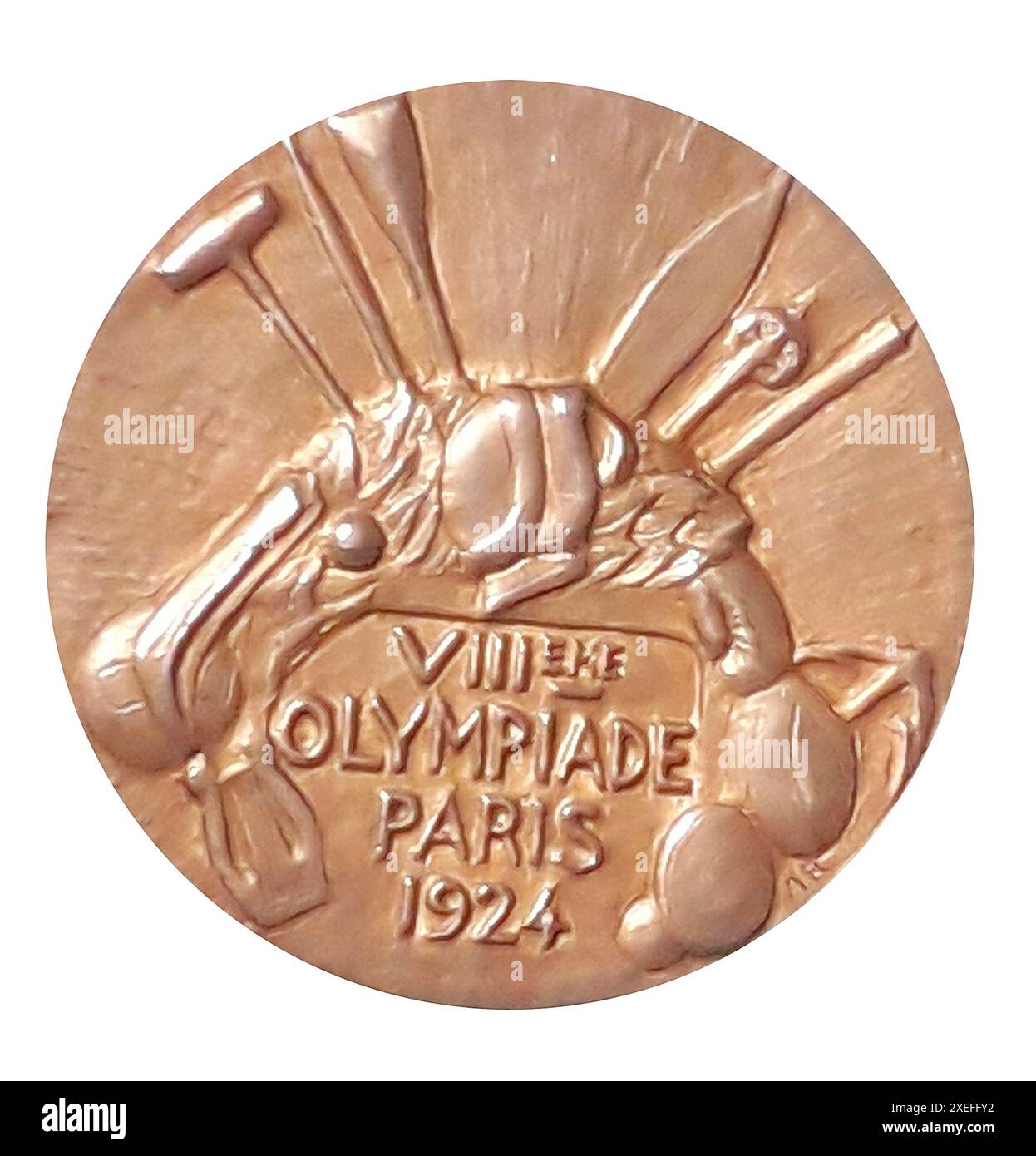 PARIS, FRANCE-19 AVRIL 2022 : médaille d'or des Jeux olympiques d'été de Paris 1924 ; représentant des athlètes fraternisants et des sports Banque D'Images