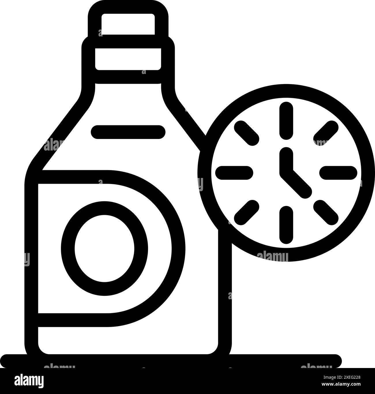Bouteille de détergent pour lave-linge avec horloge, concept de programme de lavage de linge rapide Illustration de Vecteur