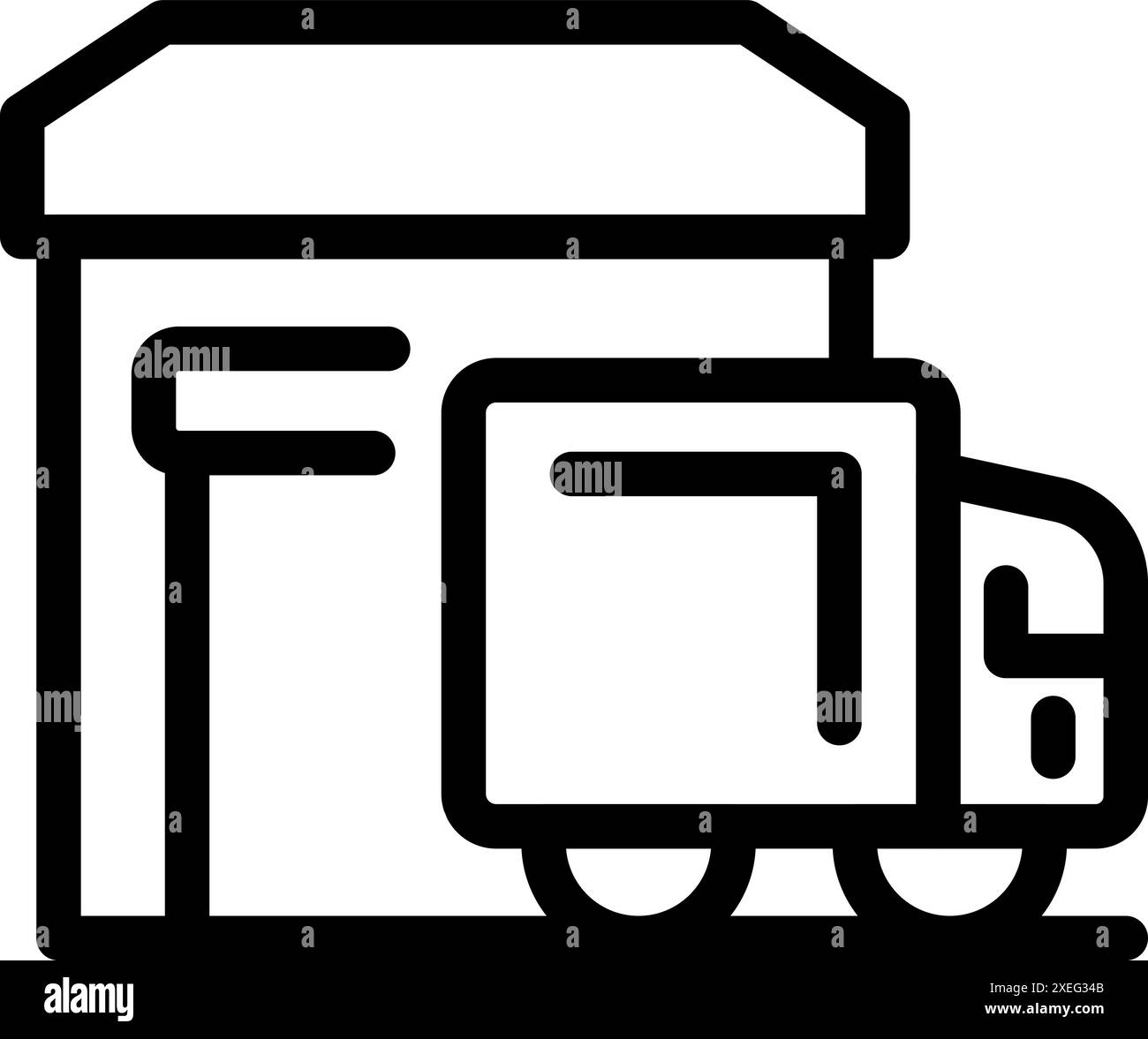 Le camion de livraison quitte un entrepôt après avoir été chargé Illustration de Vecteur