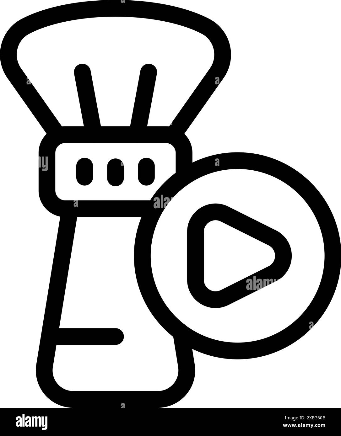 Icône de pinceau de maquillage avec bouton de lecture vidéo pour les blogueurs de beauté créant du contenu en ligne Illustration de Vecteur