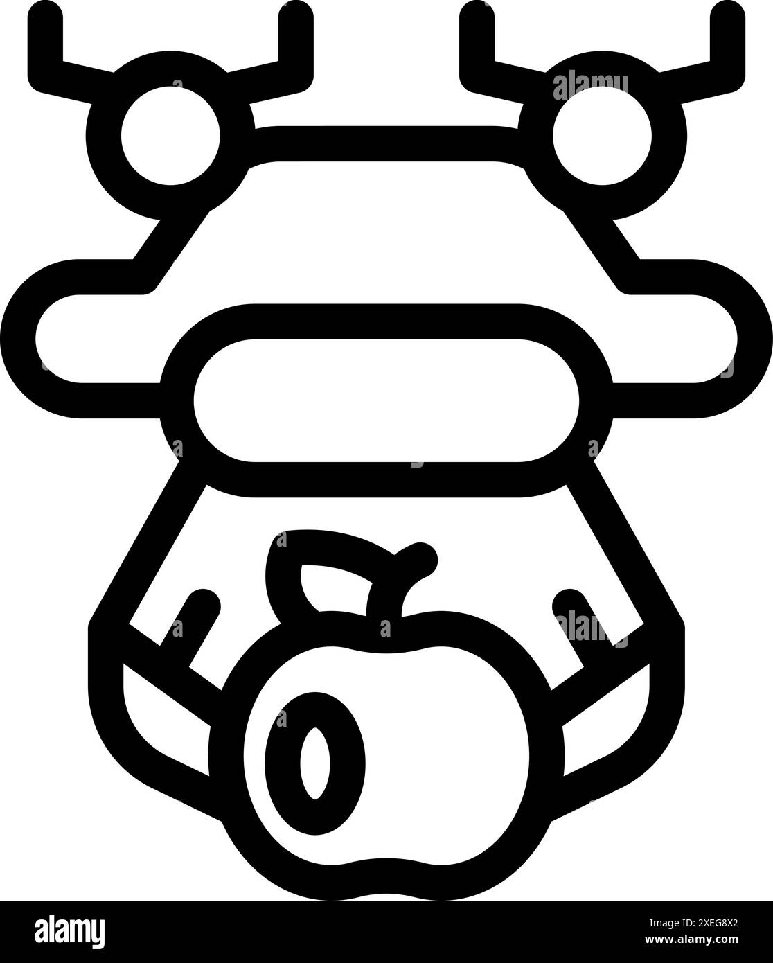 Drone pulvérise des pesticides et des insecticides sur une pomme pour la protéger des insectes Illustration de Vecteur