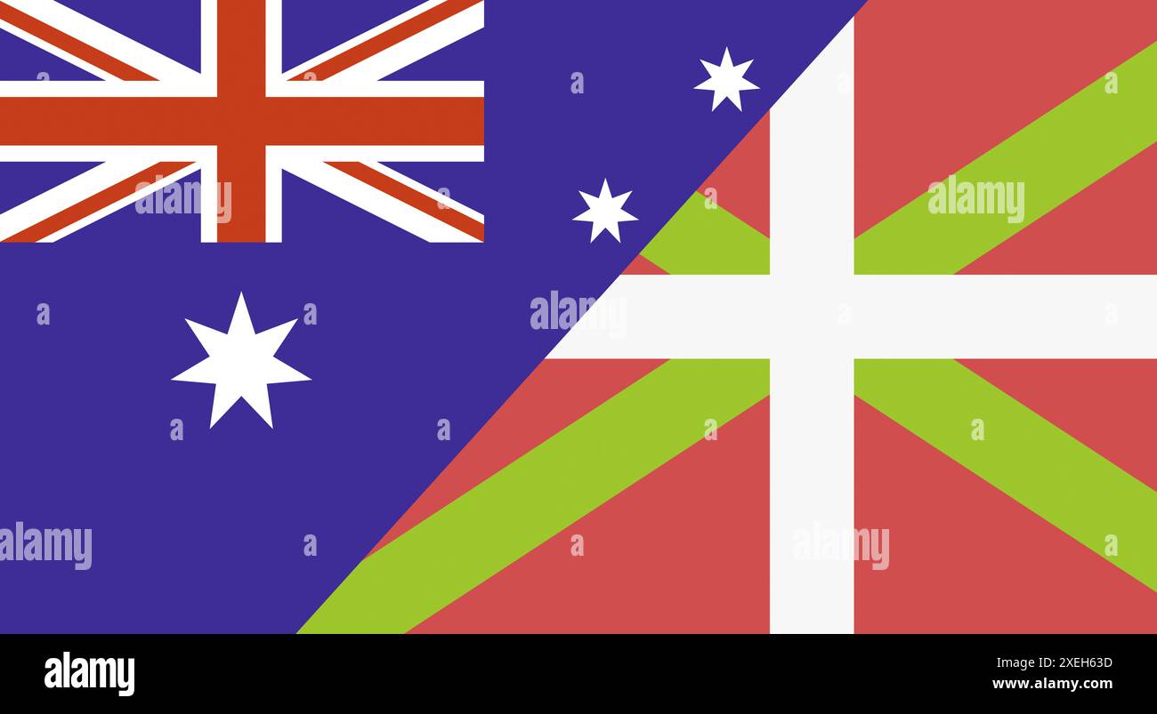 Drapeau de l'Australie et du basque. Deux drapeaux ensemble drapeaux nationaux australien et basque. drapeaux d'état. A Banque D'Images