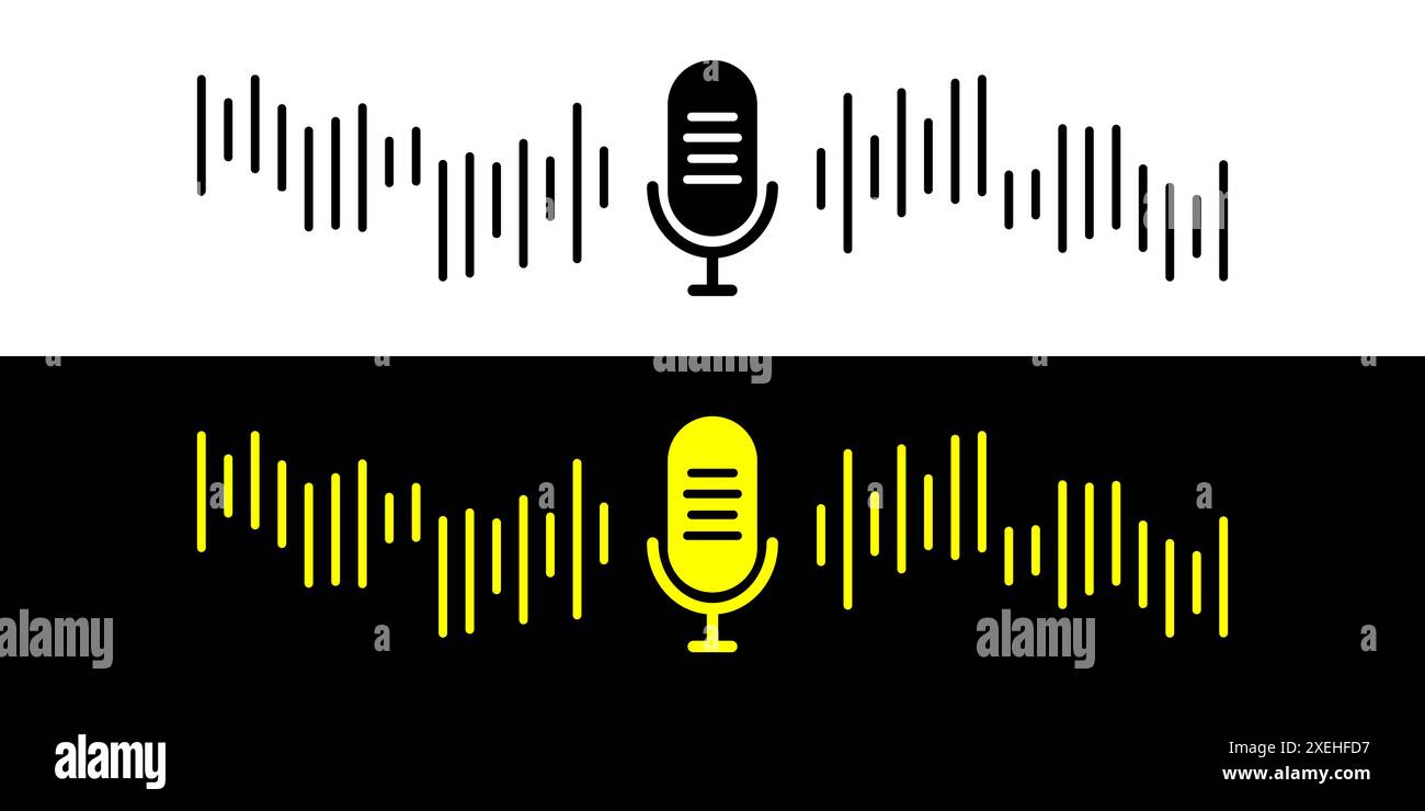 Icône d'onde sonore, interface de lecteur de podcast, symbole de musique, onde sonore. Onde sonore du microphone. Illustration de Vecteur