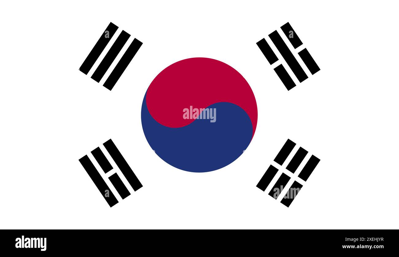 KOREA SOUTH Flag, couleur officielle, drapeau national, symbole de nation, gouvernement, vecteur de drapeau, illustration de drapeau, drapeau isolé Illustration de Vecteur