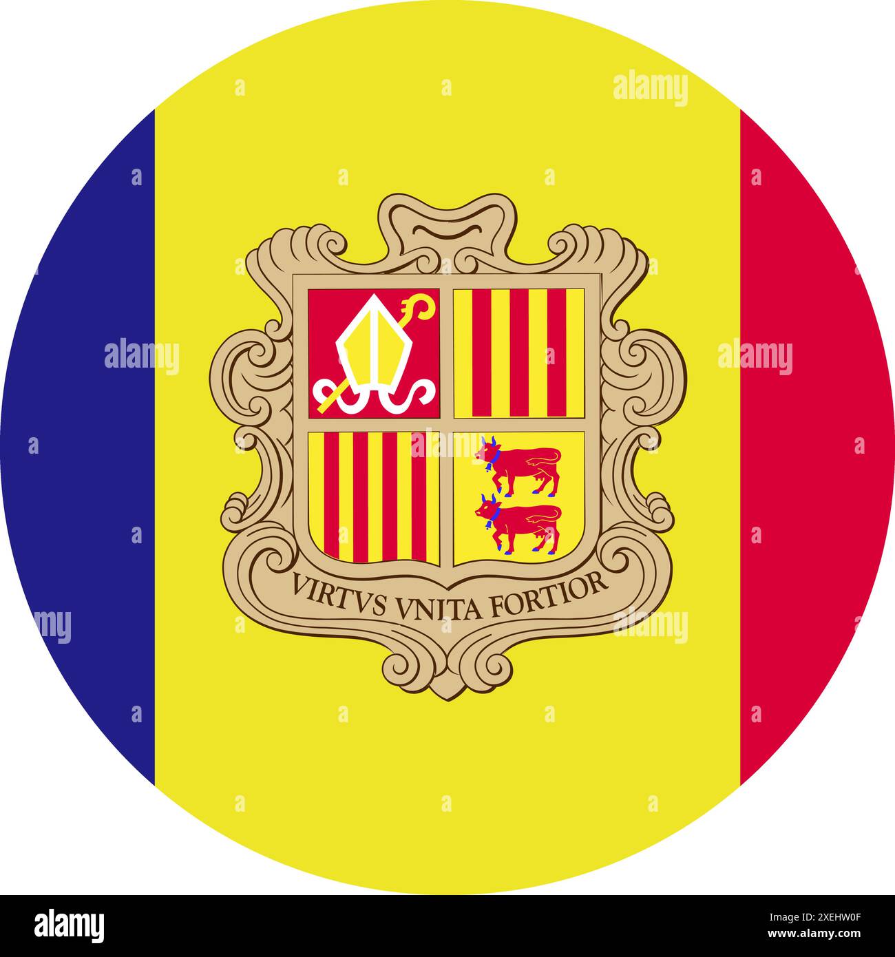 ANDORRA Flag in circle illustration vectorielle, couleur officielle, drapeau national, symbole de nation, gouvernement, vecteur, illustration, drapeau isolé Illustration de Vecteur