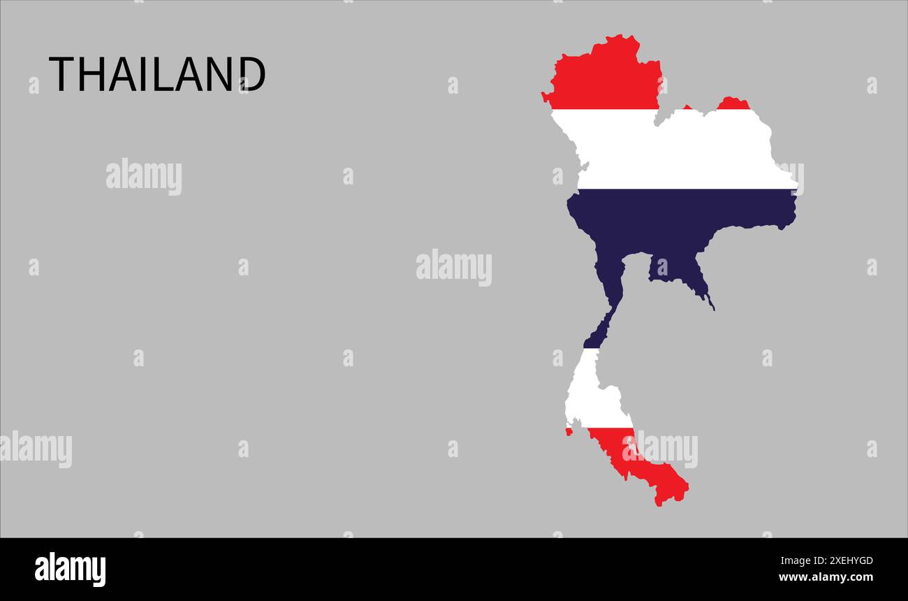 Carte du drapeau de Thaïlande, couleur officielle avec proportion, illustration entièrement éditable, vecteur, drapeau, gouvernement, drapeau national, patriotisme Illustration de Vecteur