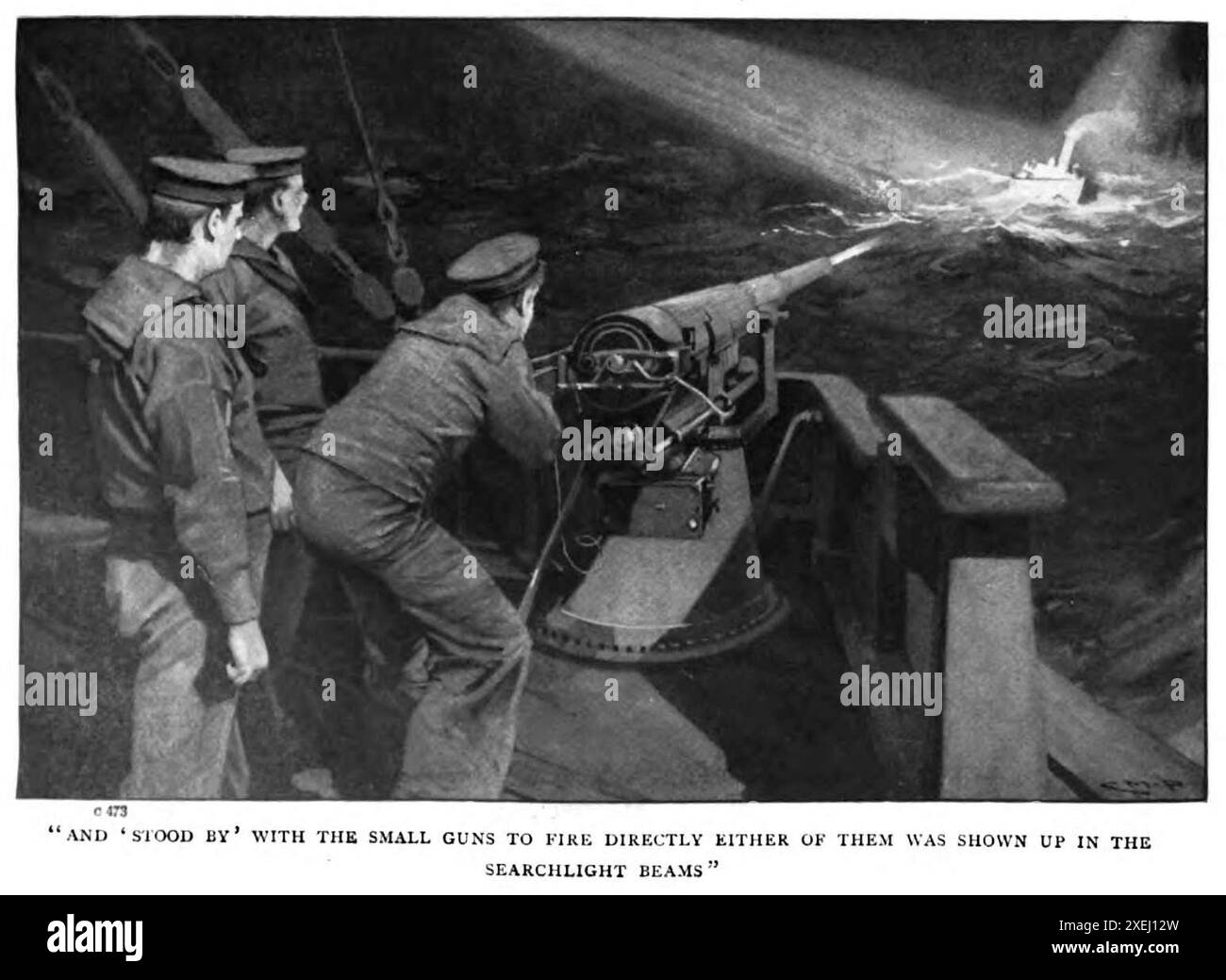 Combat contre les sous-marins allemands pendant la Grande Guerre illustration par Charles Murray Padday Banque D'Images