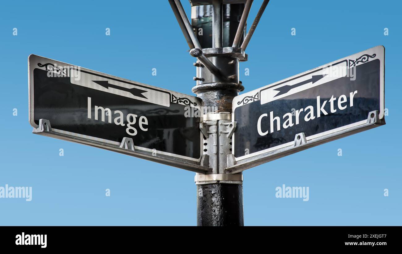 Affiche la voie directe vers le personnage versus l'image Banque D'Images