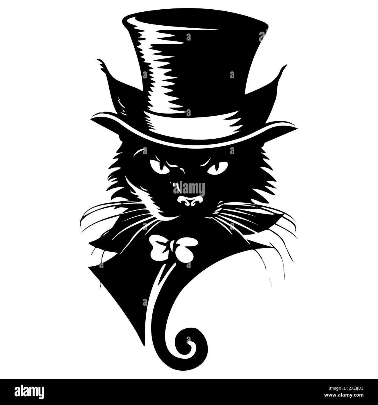 Illustration de chat en chapeau haut de page et noeud papillon Illustration de Vecteur