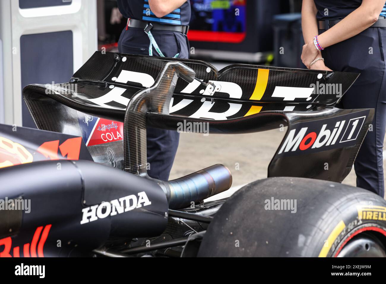 Spielberg, Autriche, 28/06/2024, Red Bull Racing RB20, détail mécanique aile arrière aérodynamisme, aérodynamisme, aérodynamisme lors du Grand Prix d'Autriche de formule 1 Qatar Airways 2024, 11e tour du Championnat du monde de formule 1 2024 du 28 au 30 juin 2024 sur le Red Bull Ring, à Spielberg, Autriche crédit: Agence photo indépendante/Alamy Live News Banque D'Images