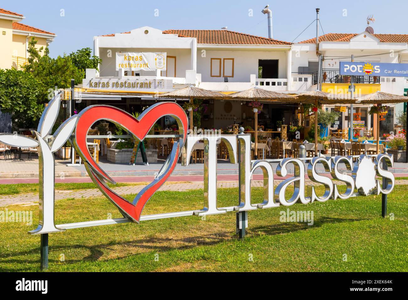 J'adore les lettres Thassos à Limenas, en Grèce Banque D'Images