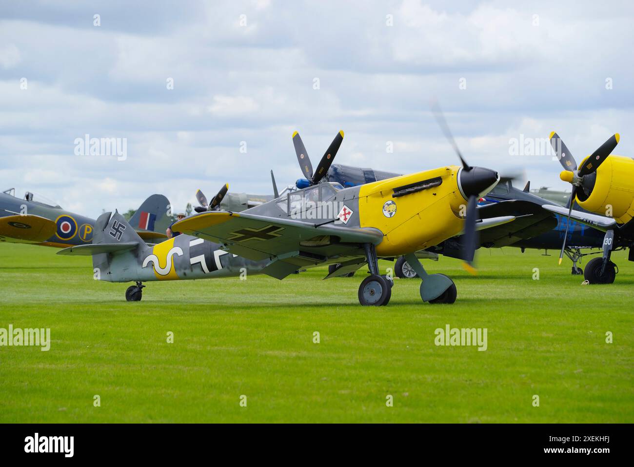 Hispano, HA 112, G-GWUE, Sywell Air Display, Northampton, Angleterre, Royaume-Uni. Banque D'Images