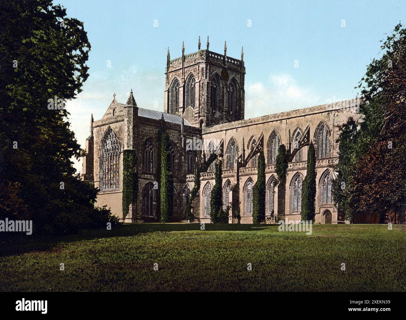 Église abbatiale de Milton, l'ancienne ville de Milton, ou Middleton, dans le Dorset, Angleterre, um 1890, Historisch, digital restaurierte Reproduktion von einer Vorlage aus dem 19. Jahrhundert Banque D'Images