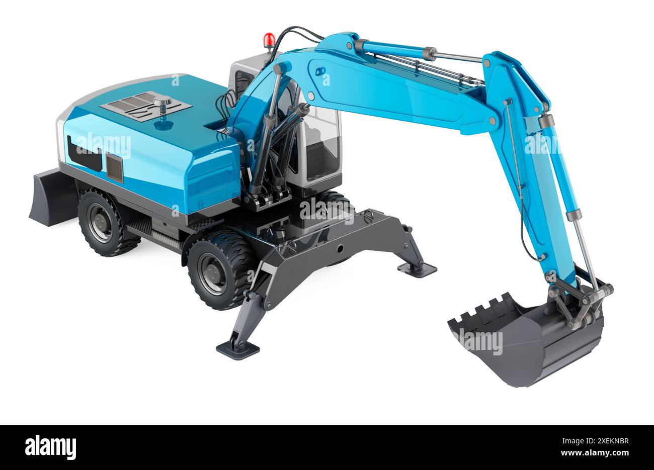 Blue Excavator, rendu 3D isolé sur fond transparent Banque D'Images