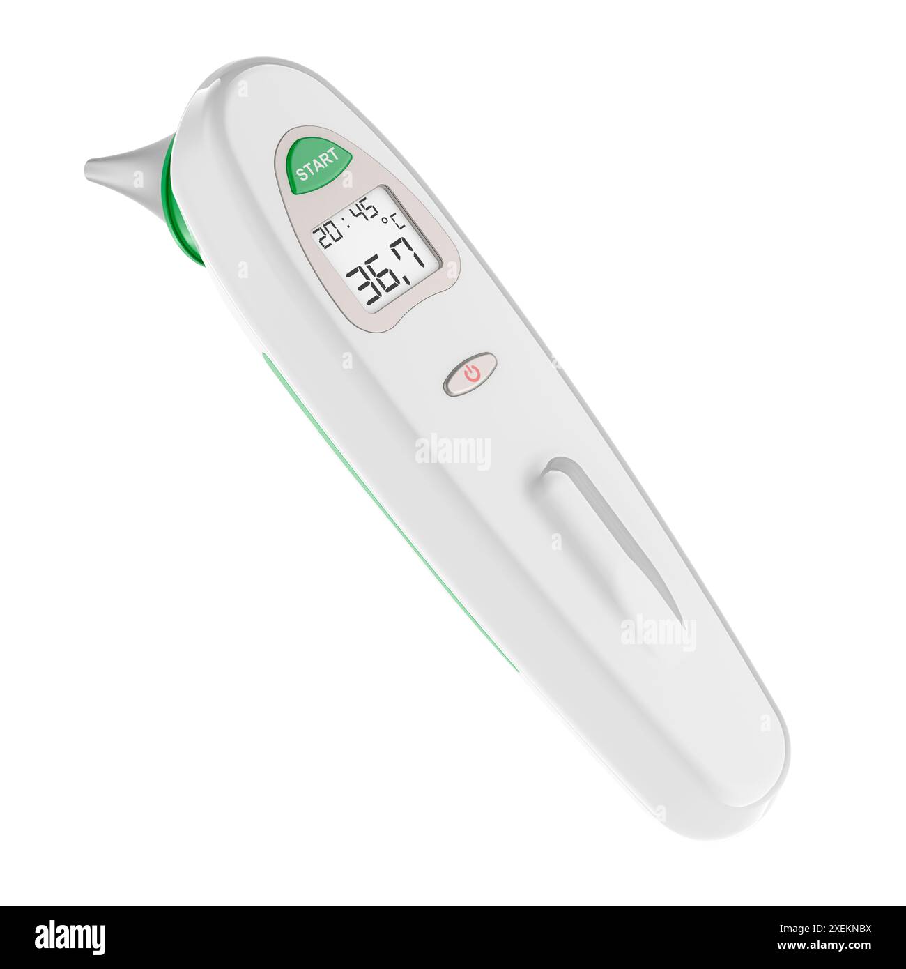 Thermomètre frontal et auriculaire numérique, rendu 3D isolé sur fond blanc Banque D'Images