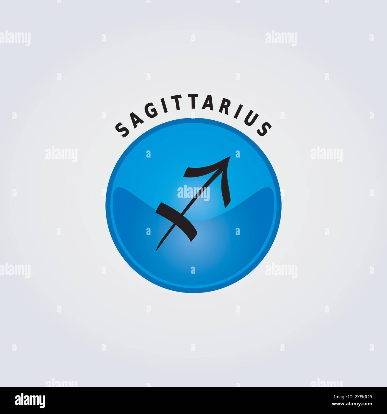 Sagittaire signe du zodiaque icône astrologie avec nom sur fond clair, bouton de couleur rose Illustration de Vecteur