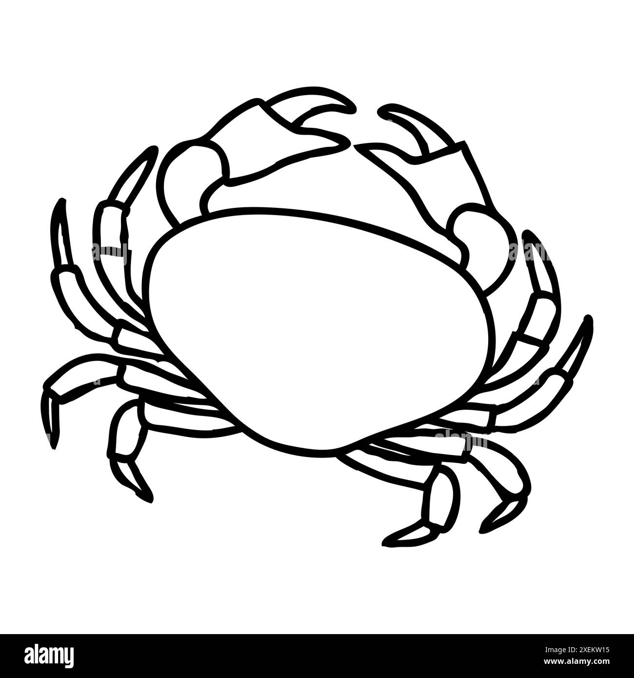 Crabe de mer dessiné à la main dans un style de ligne mince, isolé sur fond blanc Illustration de Vecteur