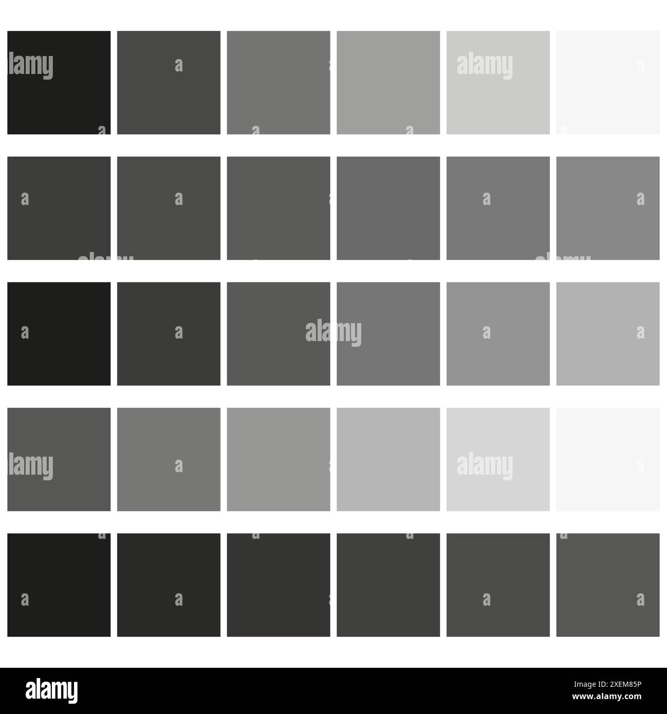 Palette de couleurs en niveaux de gris. Grille de nuances de dégradé. Transition du noir au blanc. Illustration vectorielle. Illustration de Vecteur