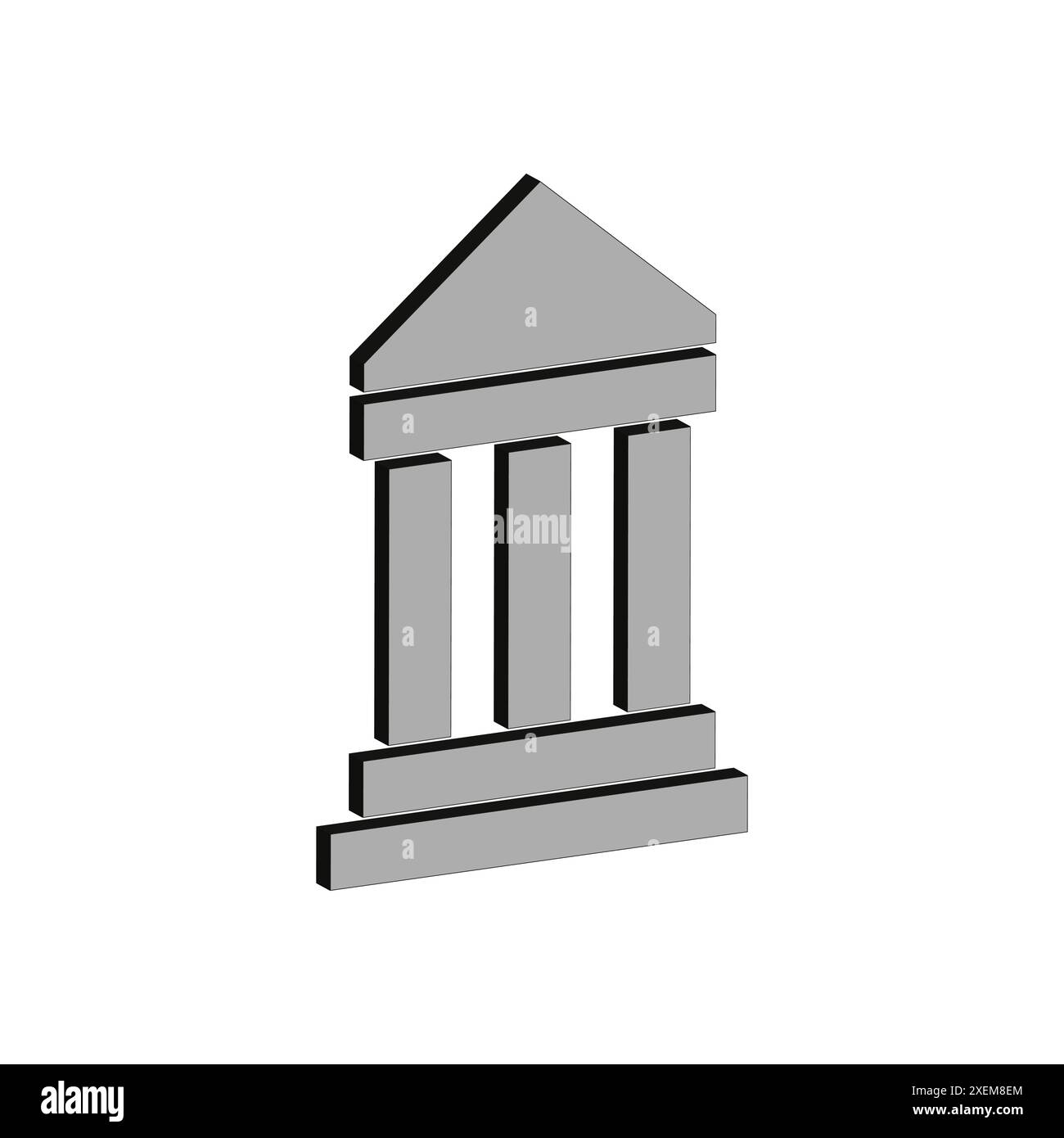 Icône de bâtiment classique. Silhouette de temple grec. Vecteur gris et noir. Symbole architectural. Illustration de Vecteur