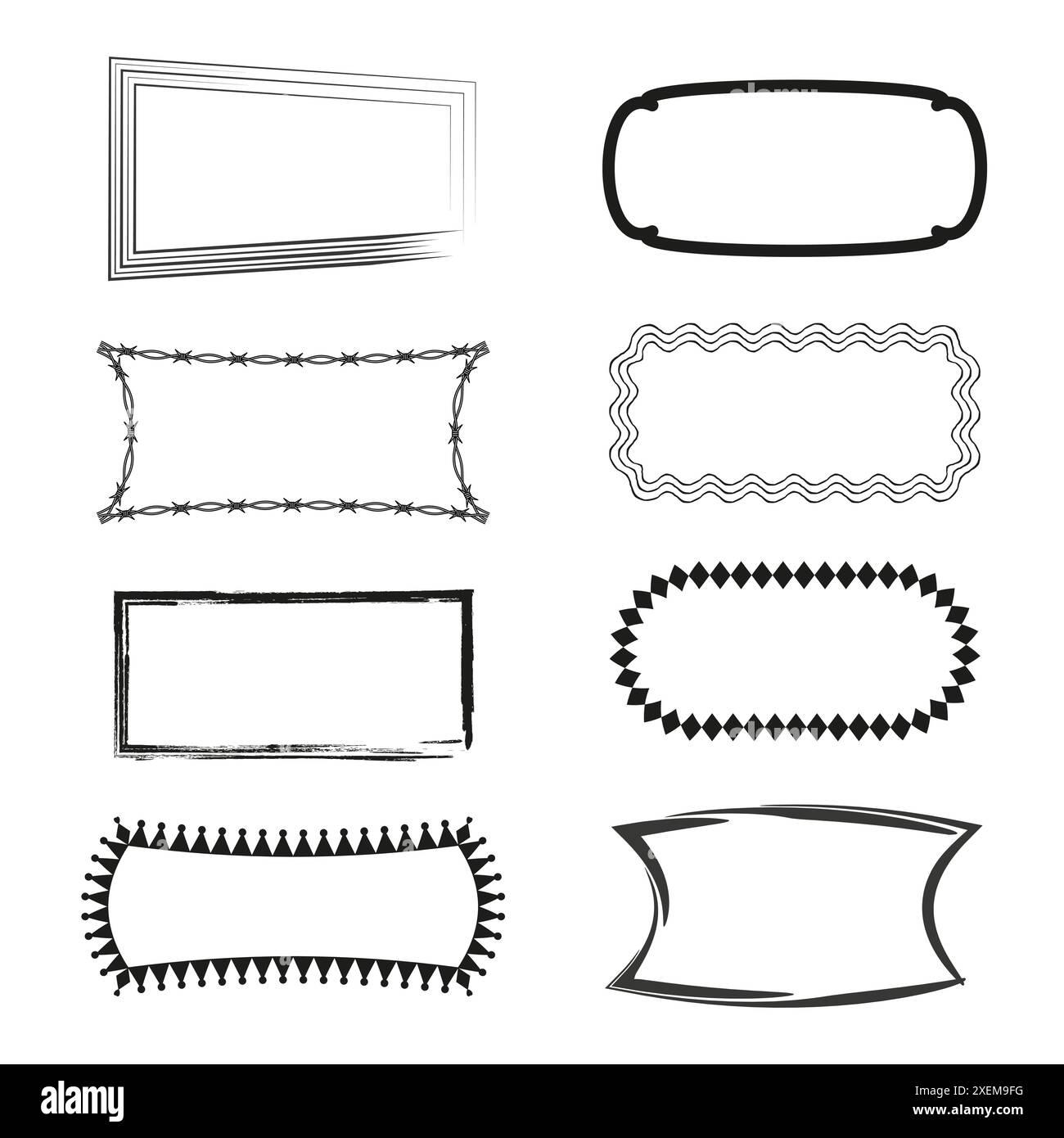 Vecteur d'images abstraites. Noir et blanc. Divers modèles de contour. Formes géométriques simples. Illustration de Vecteur