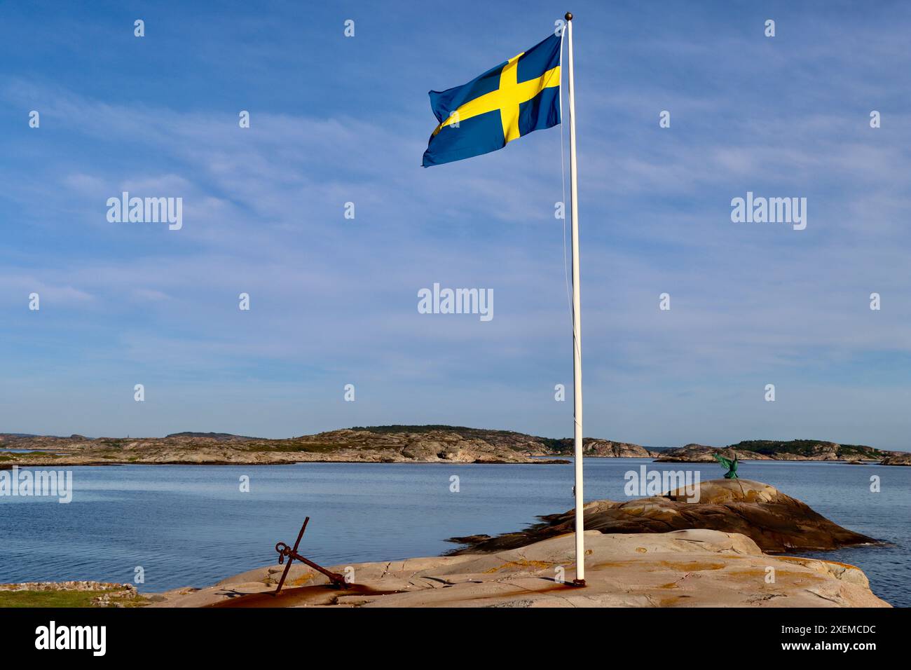 Le drapeau suédois jaune et bleu. Banque D'Images