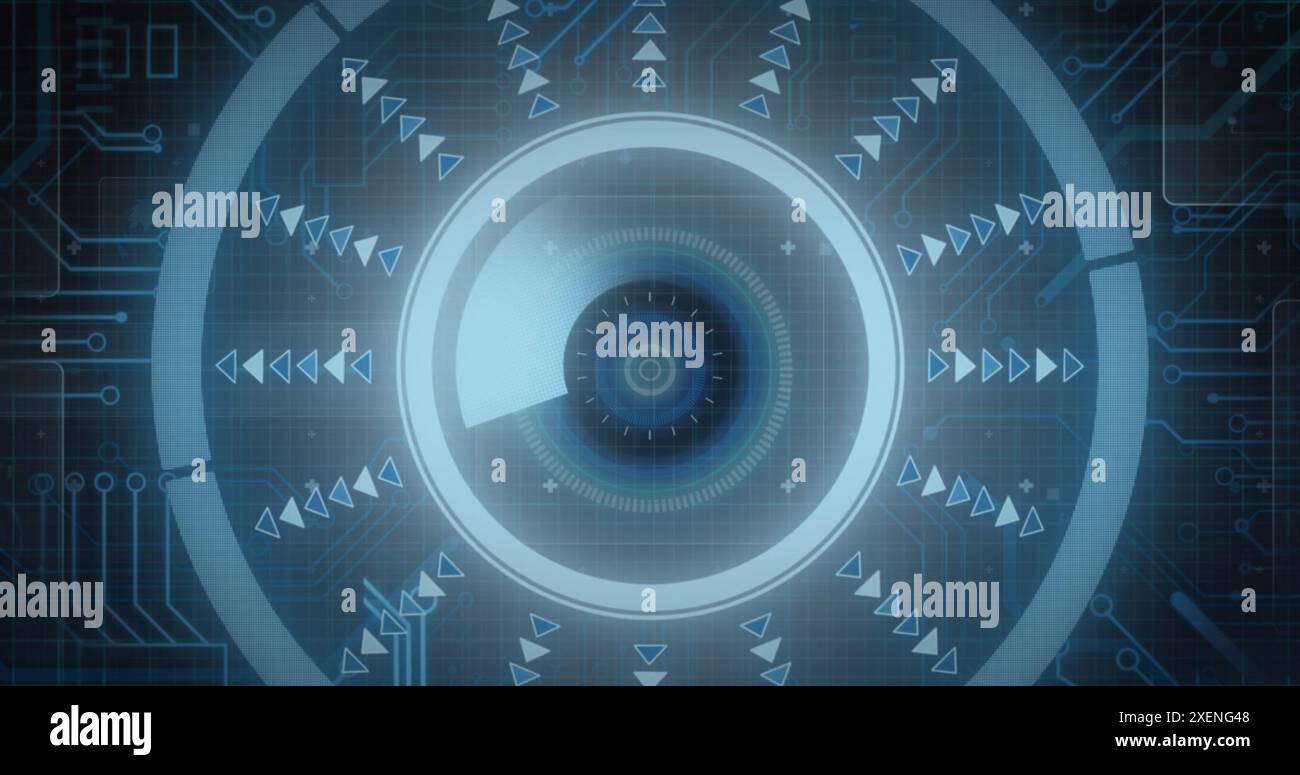 Image du traitement des données et de l'analyse de l'oscilloscope sur le réseau de connexions Banque D'Images