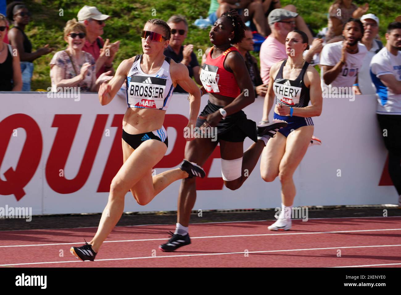 Angers, France. 28 juin 2024. Brossier Amandine SCO Angers Athle HEAT 400 M FÉMININ lors des Championnats de France d'athlétisme 2024 le 28 juin 2024 au stade du Lac de Maine à Angers, France. Photo de Laurent Lairys/ABACAPRESS. COM Credit : Abaca Press/Alamy Live News Banque D'Images
