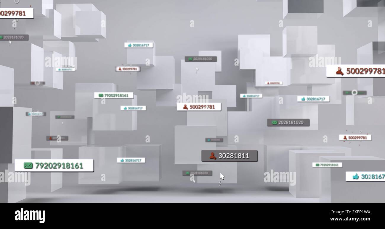 Image de l'icône de médias sociaux avec des nombres croissants sur des cubes sur fond gris Banque D'Images