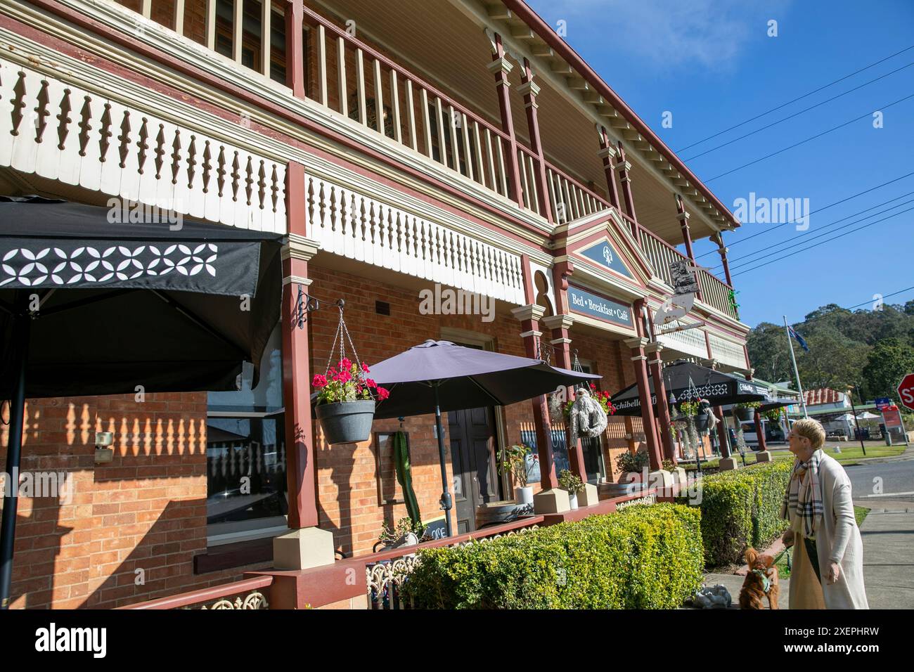 Paterson Lodge bed and breakfast hôtel, architecture du 19ème siècle de l'ancien bâtiment de banque à Paterson, ville de village en Nouvelle-Galles du Sud, Australie Banque D'Images