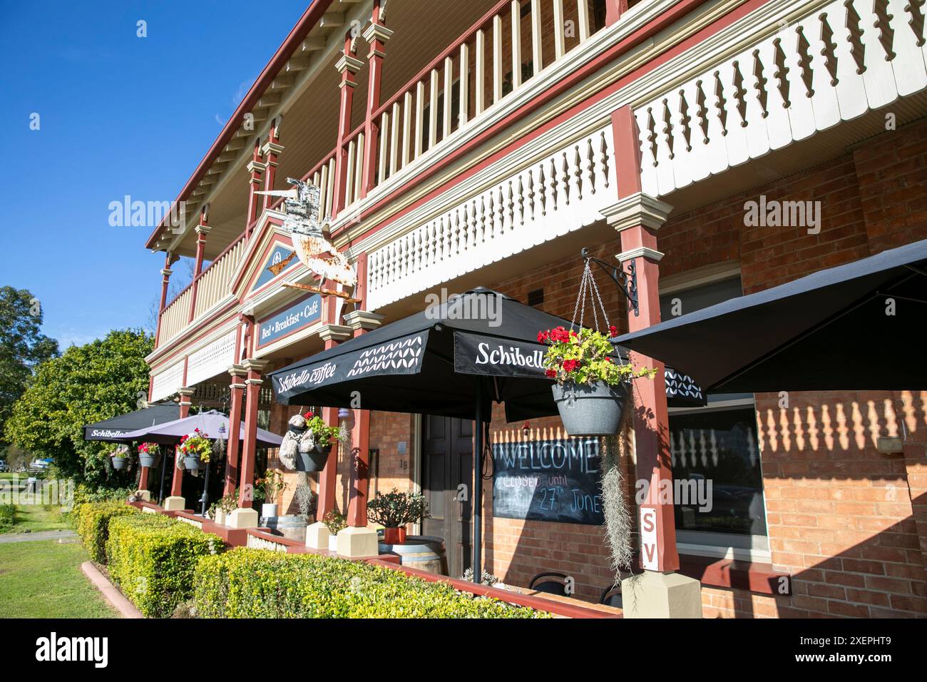 Paterson Lodge bed and breakfast hôtel, architecture du 19ème siècle de l'ancien bâtiment de banque à Paterson, ville de village en Nouvelle-Galles du Sud, Australie Banque D'Images