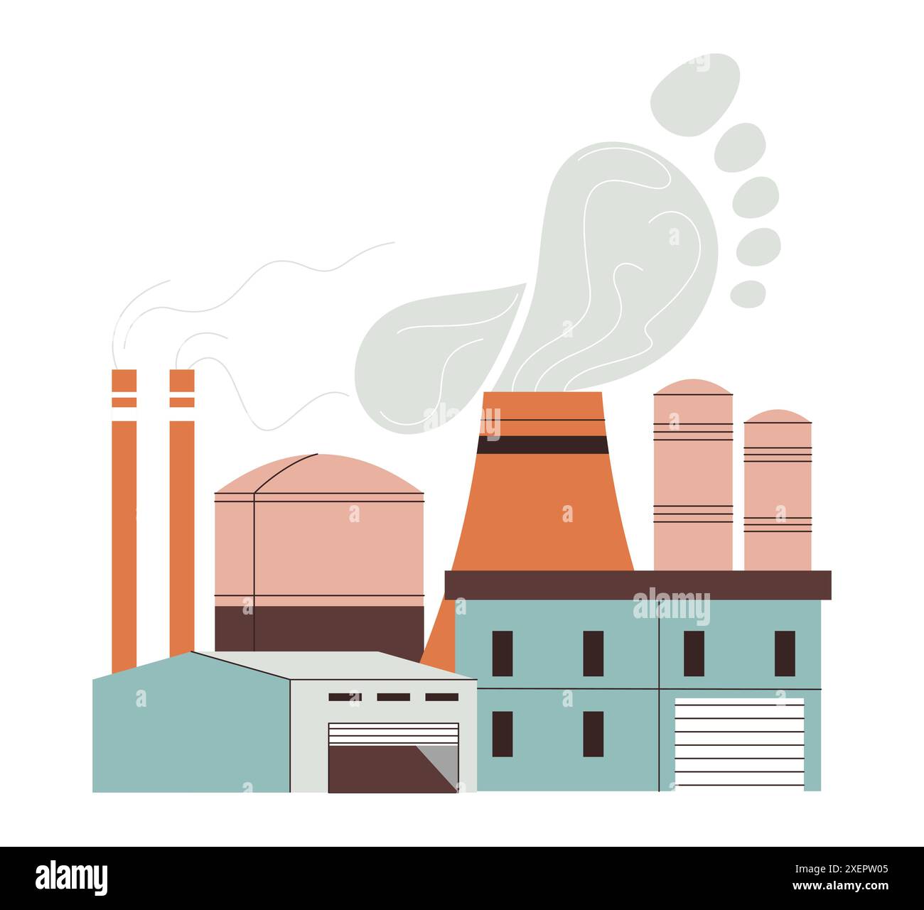 Émissions de CO2. Pollution atmosphérique par le dioxyde de carbone. Empreinte de production avec les gaz à effet de serre. Crise du réchauffement climatique. Cheminée d'usine avec nuage de fumée. Illustration vectorielle plate Illustration de Vecteur Émissions de CO2. Pollution atmosphérique par le dioxyde de carbone. Empreinte de production avec les gaz à effet de serre. Crise du réchauffement climatique. Cheminée d'usine avec nuage de fumée. Illustration vectorielle plate Illustration de Vecteur