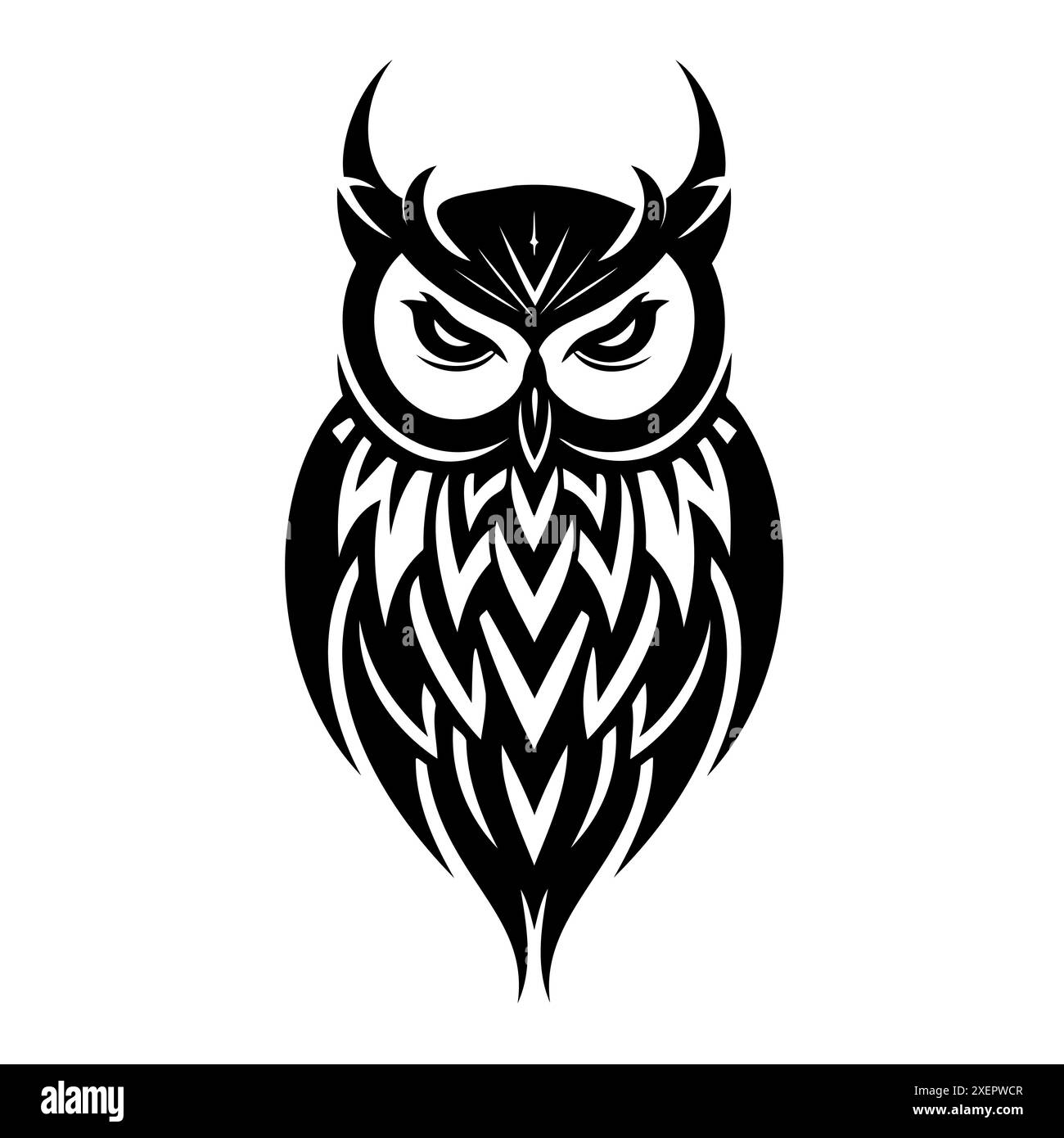 Illustration complexe de chouette tribale en noir et blanc Illustration de Vecteur