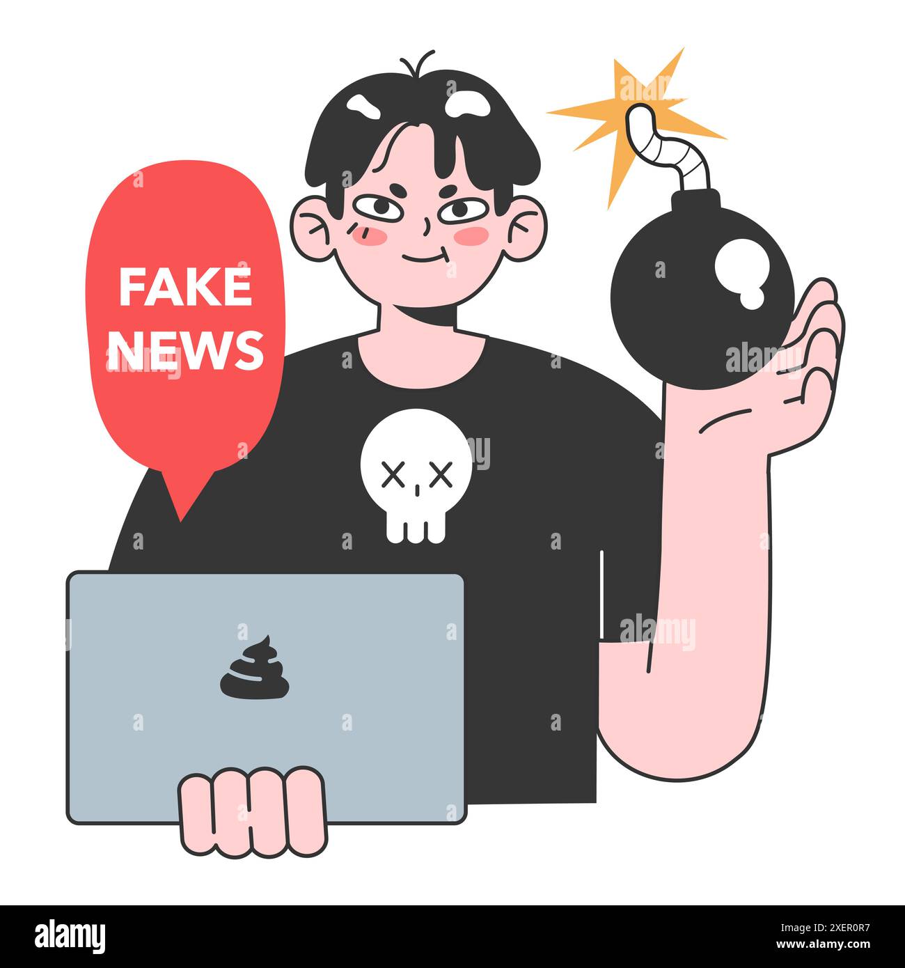 Fausses nouvelles. Manipulation et contrôle sur l'esprit des gens. Médias influençant et manipulant le caractère. Propagande, canulars et faux internet. Illustration vectorielle plate Illustration de Vecteur