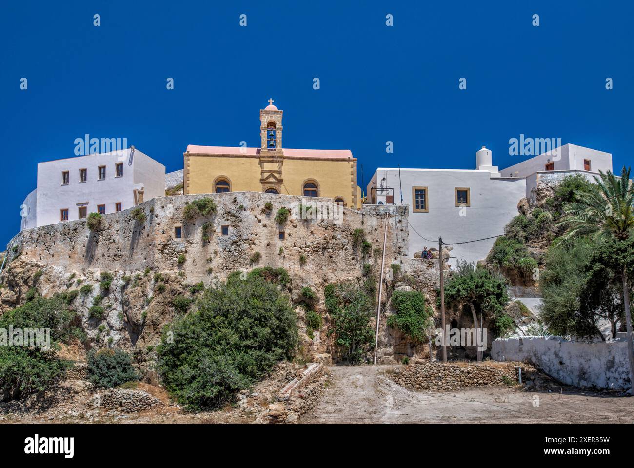 Monastère Chrisoskalitissa, XVIIe siècle, Crète occidentale, Grèce Banque D'Images