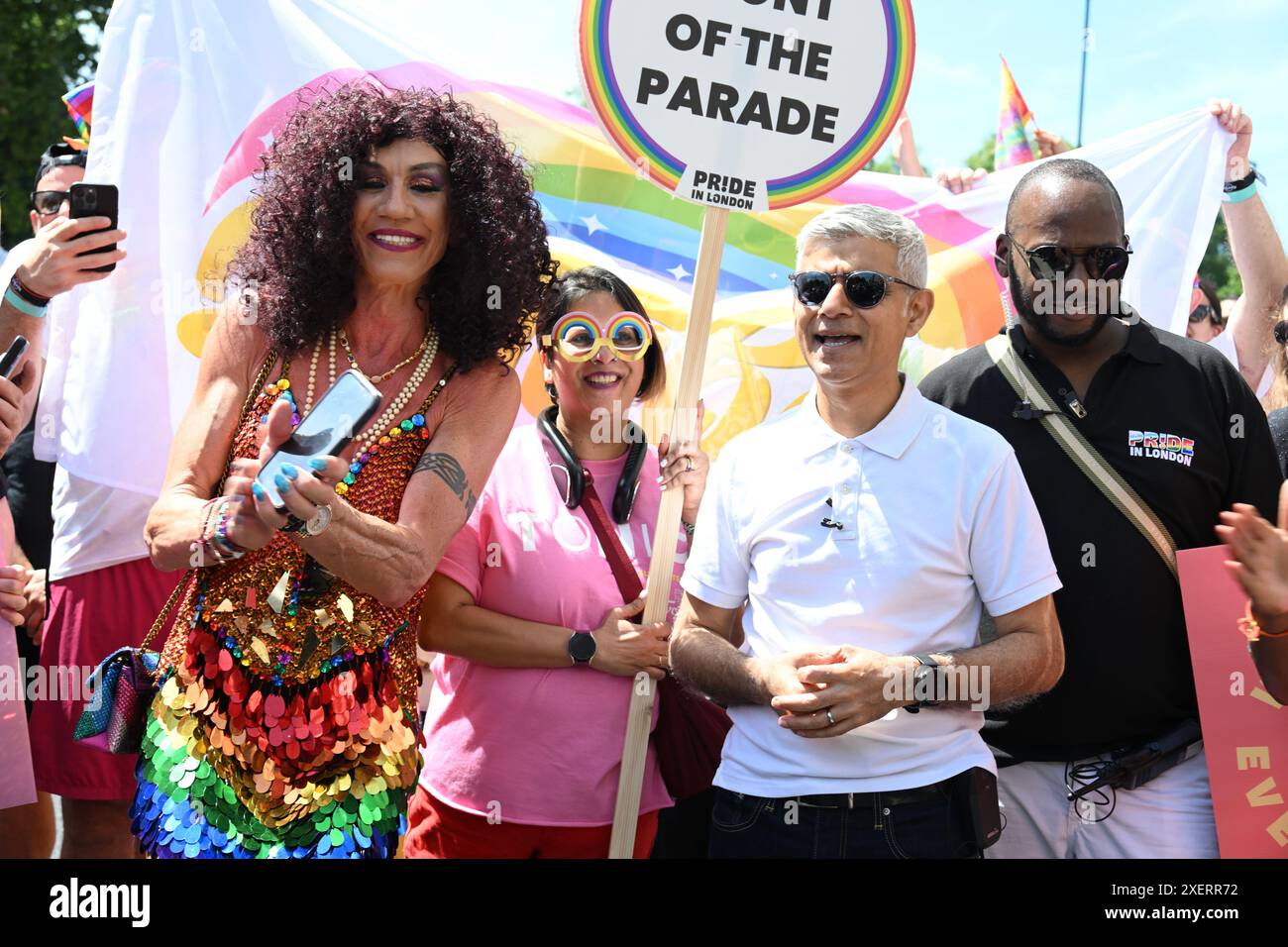 Londres, Royaume-Uni. 29 juin 2024. Londres, Royaume-Uni . Sadiq Khan, maire de Londres. La Pride Parade annuelle a eu lieu dans le centre de Londres pour célébrer la diversité et l'inclusion, avec une marche de Hyde Park Corner à Whitehall avec la participation de groupes LGBTQ + rejoints par quelque 30 000 participants. Crédit : michael melia/Alamy Live News Banque D'Images