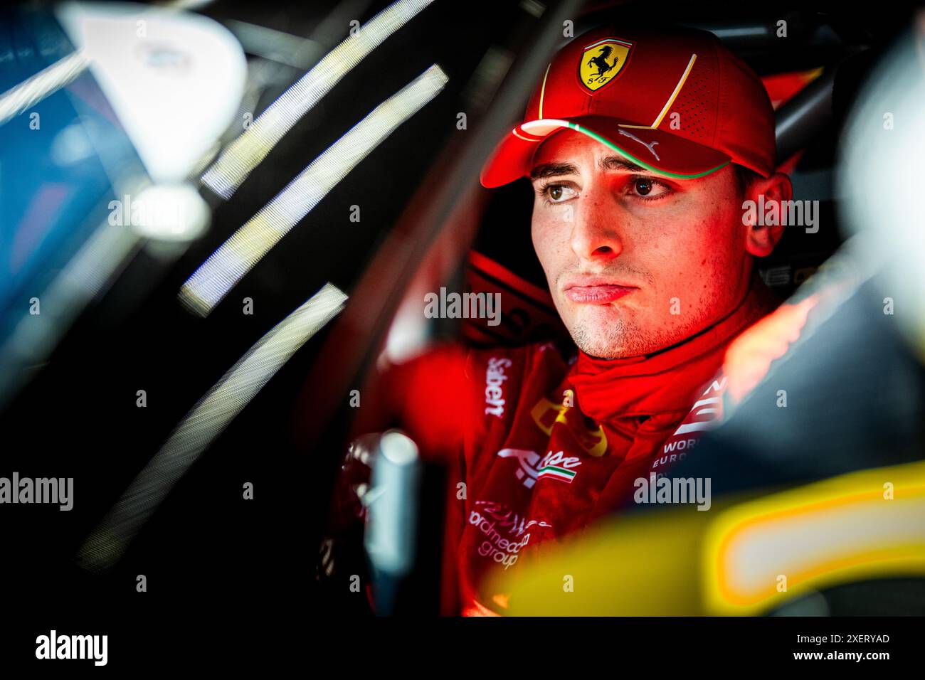 NEUBAUER Thomas (fra), ABRIL Vincent (mco), VIDALES David (esp), Ferrari 296 GT3, portrait lors des 24 heures de Spa CrowdStrike 2024, 2ème course de la GT World Challenge Europe Endurance Cup 2024, du 26 au 30 juin 2024 sur le circuit de Spa-Francorchamps, à Stavelot, Belgique Banque D'Images