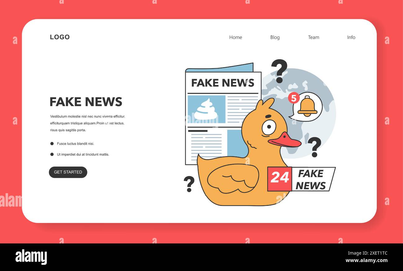 Bannière Web ou page d'accueil de fausses nouvelles. Manipulation et contrôle sur l'esprit des gens. Médias influençant et manipulant le caractère. Propagande, canulars et faux internet. Illustration vectorielle plate Illustration de Vecteur