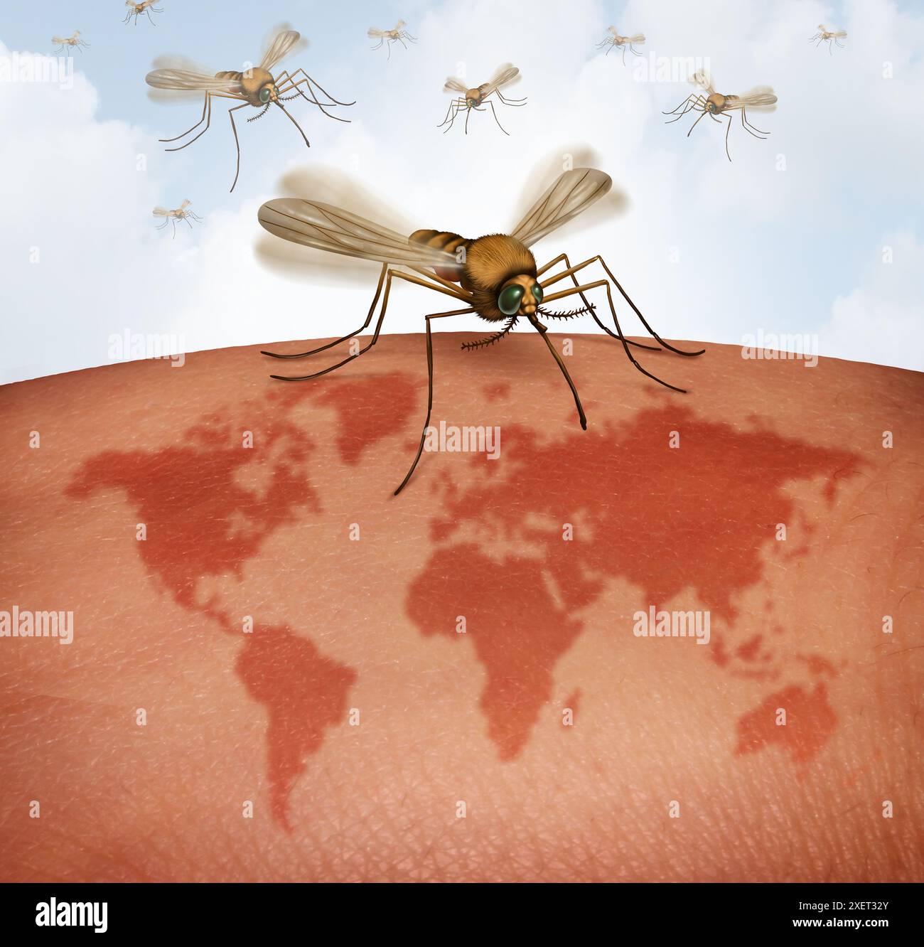 La maladie mondiale des moustiques s'est propagée comme maladie transmise par les moustiques comme concept de changement climatique avec les moustiques résultant en virus du Nil occidental Zika ou paludisme. Banque D'Images La maladie mondiale des moustiques s'est propagée comme maladie transmise par les moustiques comme concept de changement climatique avec les moustiques résultant en virus du Nil occidental Zika ou paludisme. Banque D'Images