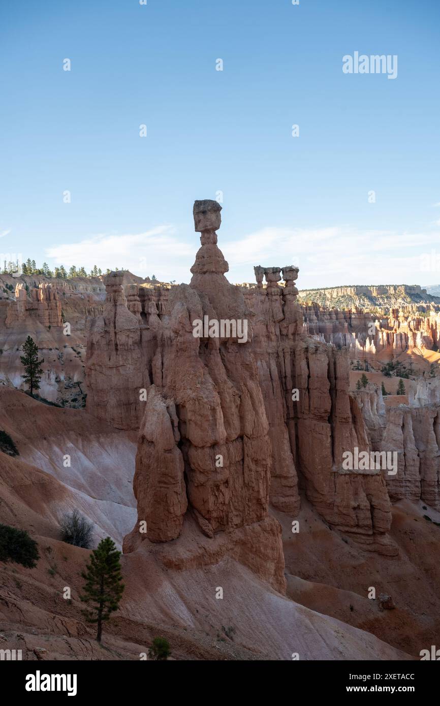 Thors Hammer est assis dans l'ombre au sommet de l'amphithéâtre Bryce dans la lumière du matin Banque D'Images