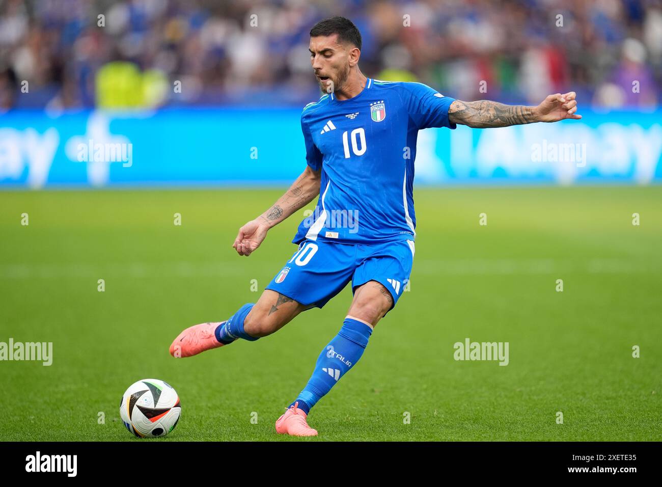 L'Italien Lorenzo Pellegrini lors de la manche de l'UEFA Euro 2024 du 16e match à l'Olympiastadion de Berlin, en Allemagne. Date de la photo : samedi 29 juin 2024. Banque D'Images